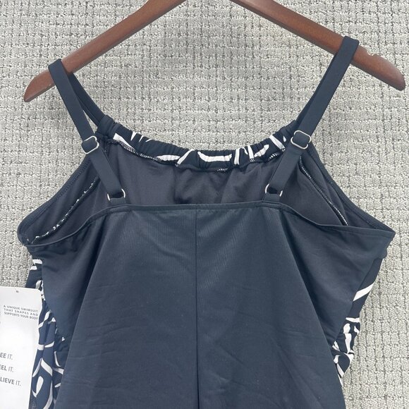 Trimshaper Swimsuit Womens Size 16 Black White One Piece Tummy Control NWT - Picture 5 of 14